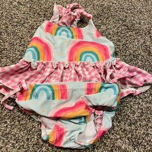 Sweet Honey Rainbow Baby Swimsuit with Ruffles